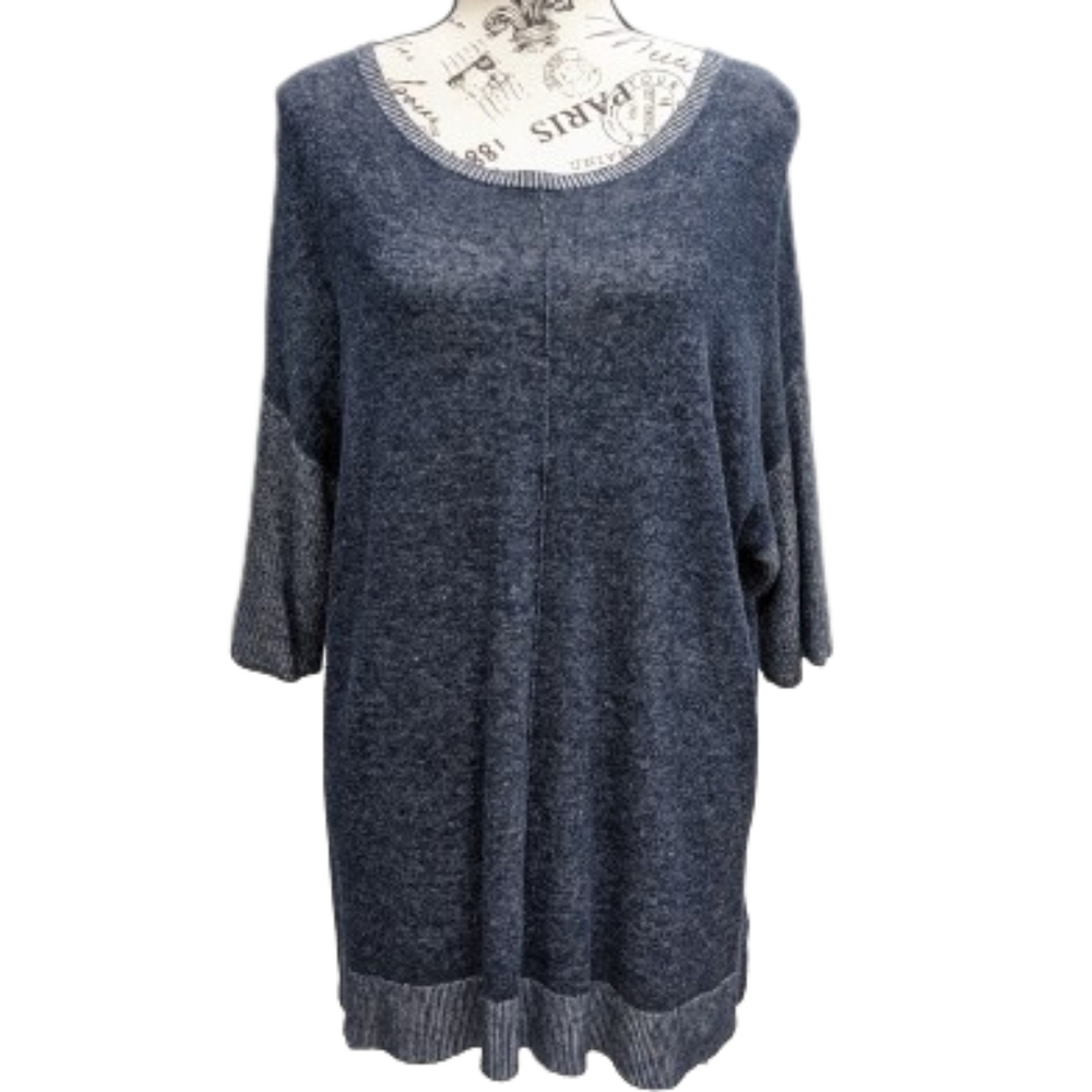 Two by Vince Camuto women's blue grey linen blend sweater size M
